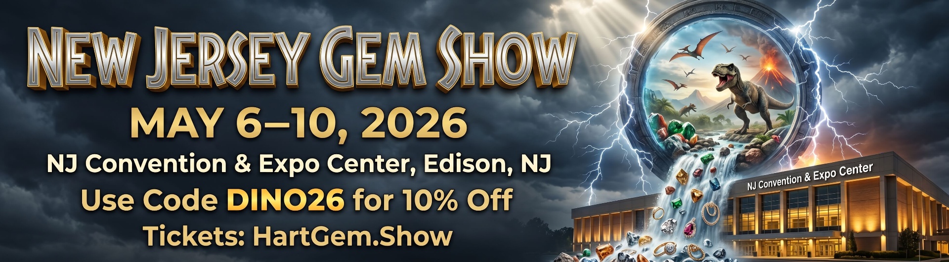 New Jersey Gem Show billboard — cinematic portal edition