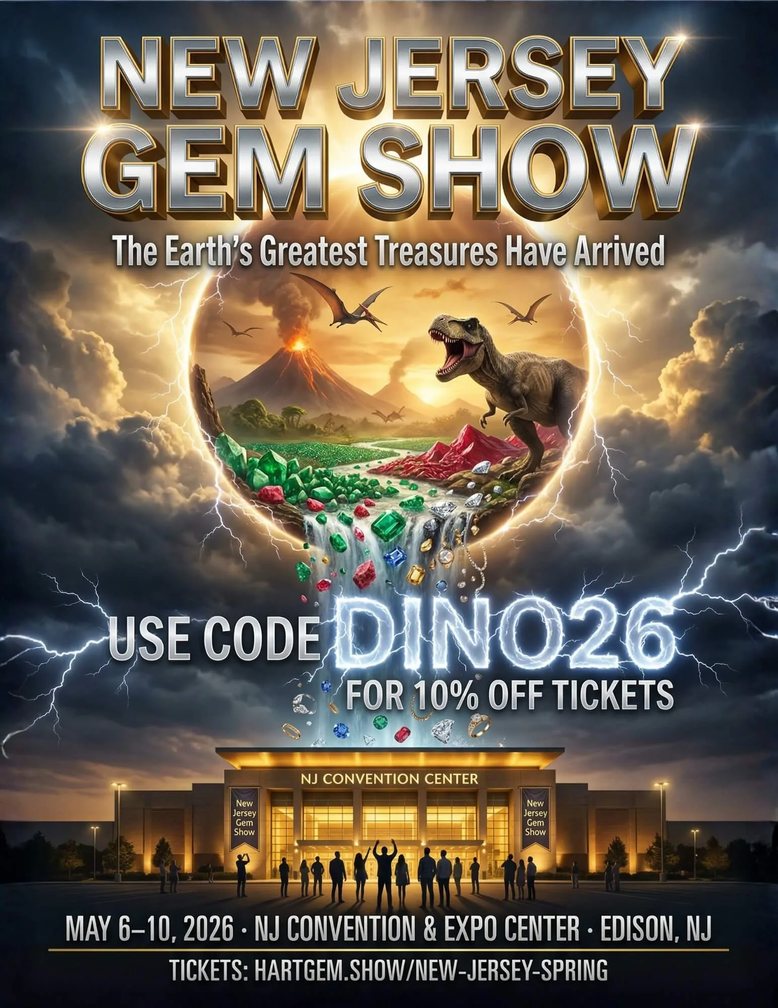 New Jersey Gem Show poster — Jurassic World, Earth's Greatest Treasures